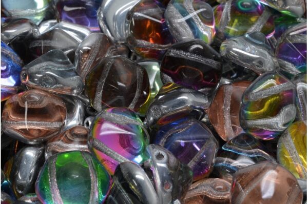 2 Holes Hexagon Pyramid Beads 12x12mm  - Image 1