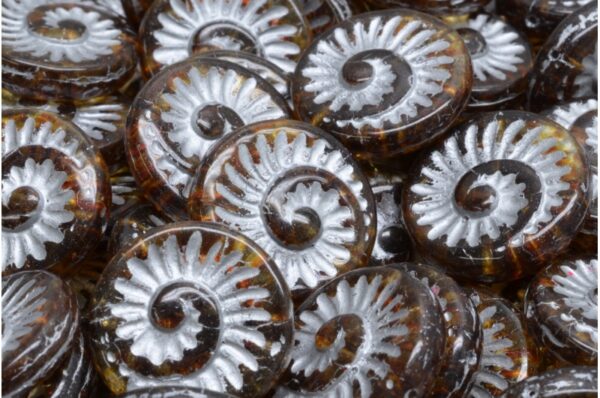 Fossil Shell Beads 18x18mm - Image 1