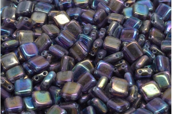 2 Holes Pressed Tile Beads 6x6mm - Image 1