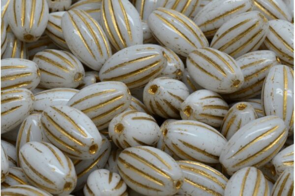 Olive Melon Beads 14x8mm - Image 1