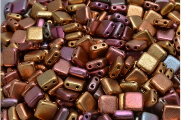 2 Holes Pressed Tile Beads 6x6mm - Image 1