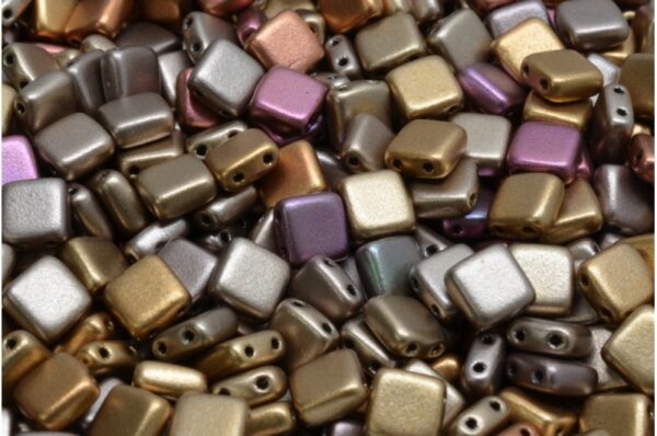 2 Holes Pressed Tile Beads 6x6mm - Image 1