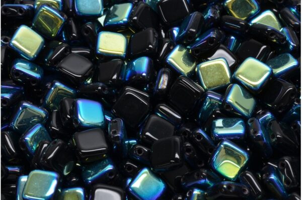 2 Holes Pressed Tile Beads 6x6mm - Image 1