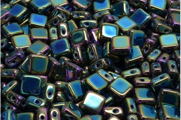 Flat Silky Beads - 2 Holes 6x6mm - Image 1