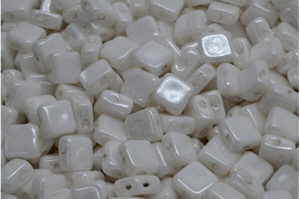 Flat Silky Beads - 2 Holes 6x6mm - Image 1