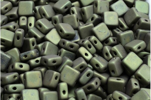 Flat Silky Beads - 2 Holes 6x6mm - Image 1