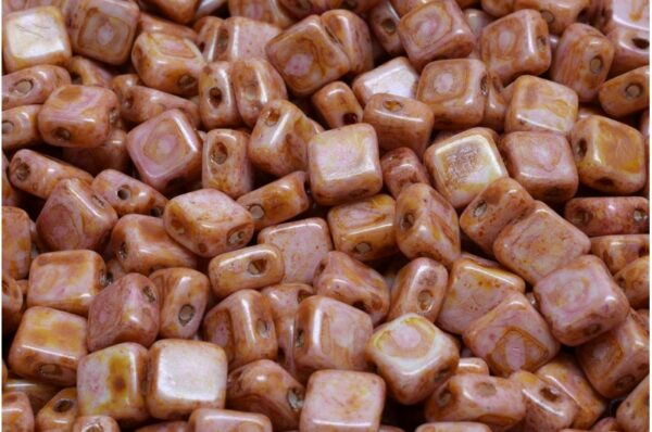 Flat Silky Beads - 2 Holes 6x6mm - Image 1