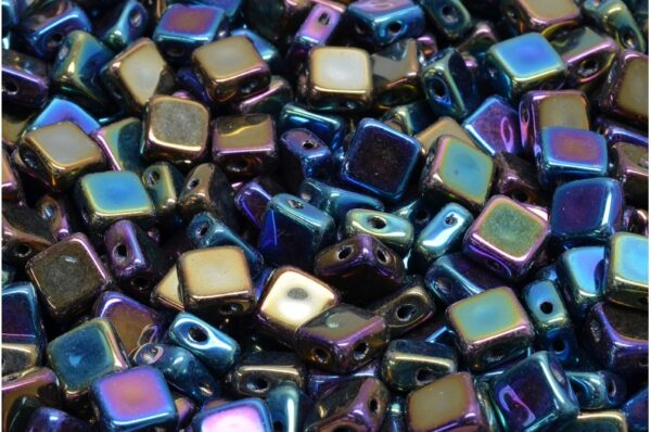 Flat Silky Beads - 2 Holes 6x6mm - Image 1
