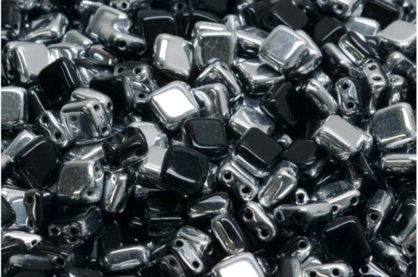 2 Holes Pressed Tile Beads 6x6mm - Image 1