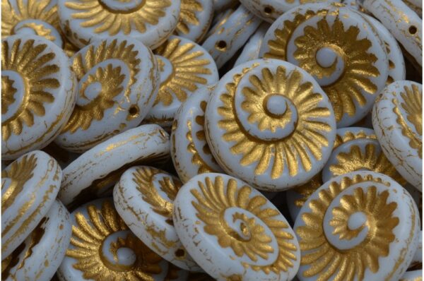 Fossil Shell Beads 18x18mm - Image 1