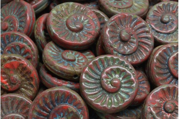 Fossil Shell Beads 18x18mm - Image 1