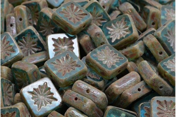 TCB Squared Kiwi Beads 10x10mm - Image 1