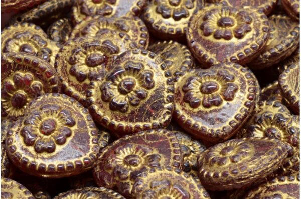 Heart Beads With Rose 17x17mm - Image 1