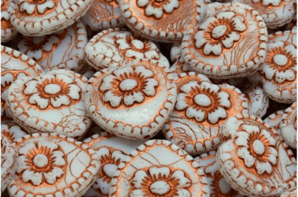 Heart Beads With Rose 17x17mm - Image 1