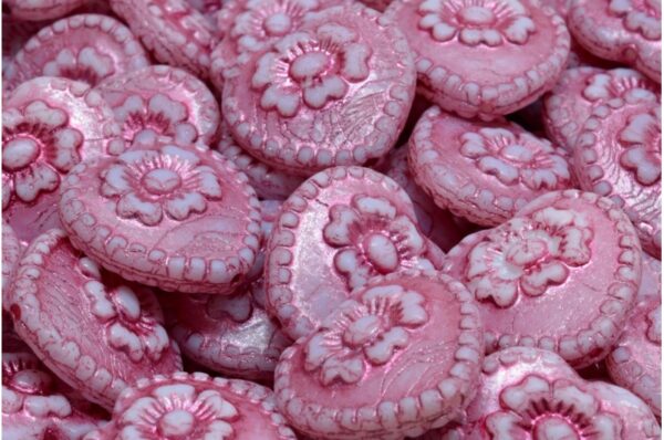 Heart Beads With Rose 17x17mm - Image 1