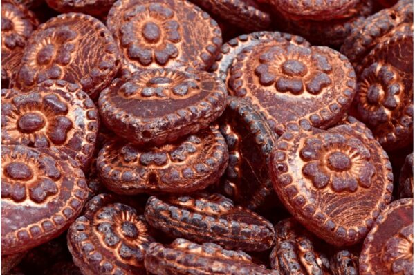 Heart Beads With Rose 17x17mm - Image 1