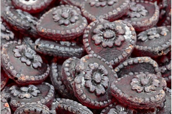 Heart Beads With Rose 17x17mm - Image 1