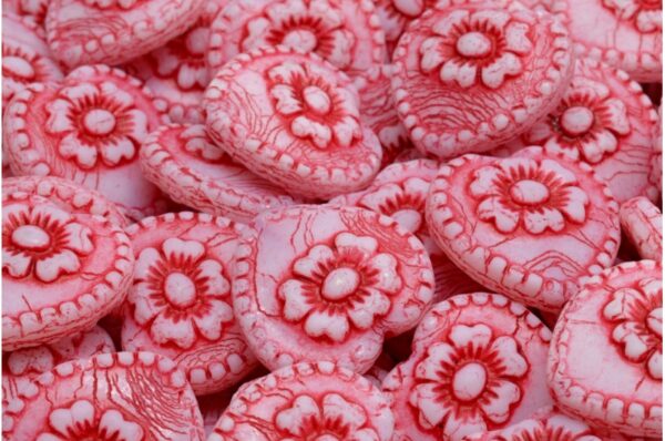 Heart Beads With Rose 17x17mm - Image 1