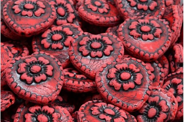 Heart Beads With Rose 17x17mm - Image 1