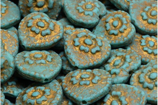 Heart Beads With Rose 17x17mm - Image 1