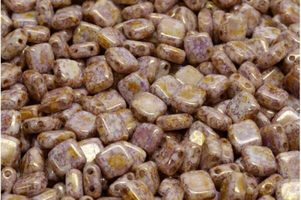 2 Holes Pressed Tile Beads 6x6mm - Image 1