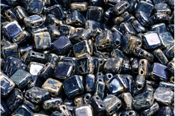 2 Holes Pressed Tile Beads 6x6mm - Image 1