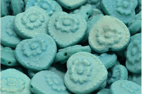 Heart Beads With Rose 17x17mm - Image 1