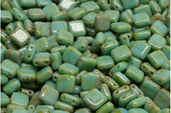 2 Holes Pressed Tile Beads 6x6mm - Image 1