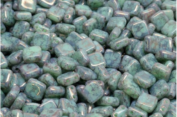 2 Holes Pressed Tile Beads 6x6mm - Image 1