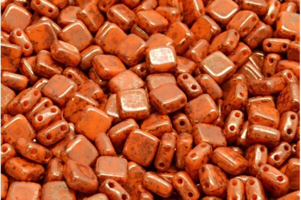 2 Holes Pressed Tile Beads 6x6mm - Image 1