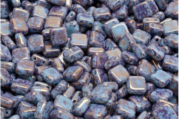 2 Holes Pressed Tile Beads 6x6mm - Image 1