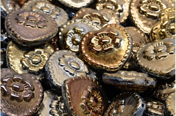 Heart Beads With Rose 17x17mm - Image 1