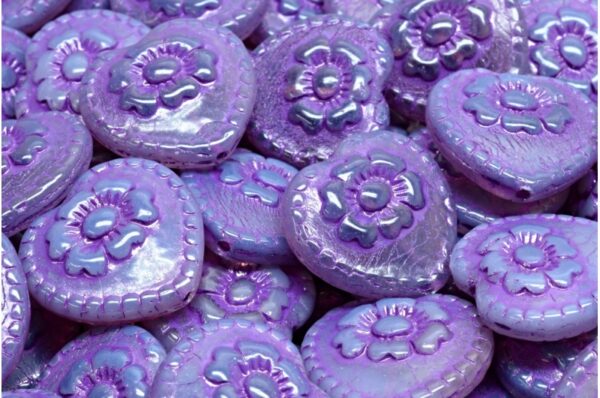 Heart Beads With Rose 17x17mm - Image 1