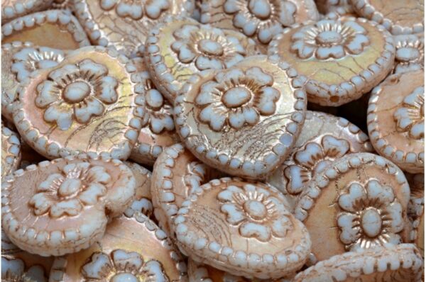 Heart Beads With Rose 17x17mm - Image 1