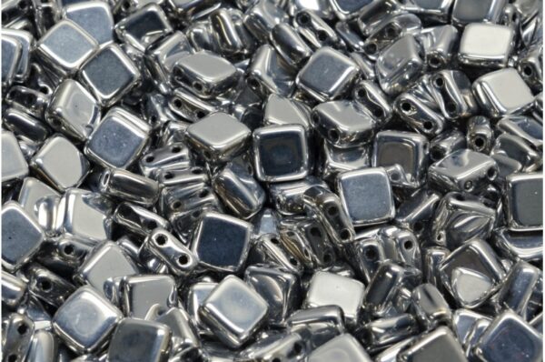 2 Holes Pressed Tile Beads 6x6mm - Image 1