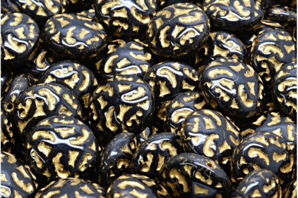 Lentil Beads with Ornaments 14mm - Image 1