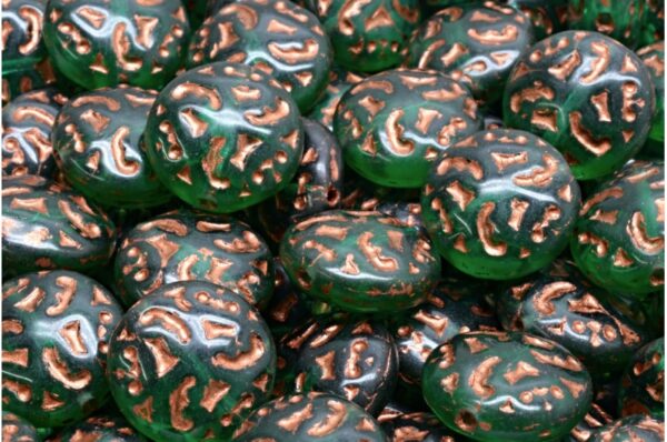 Lentil Beads with Ornaments 14mm - Image 1