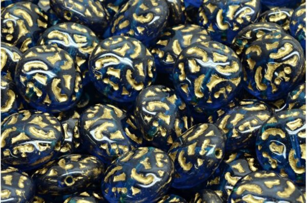 Lentil Beads with Ornaments 14mm - Image 1