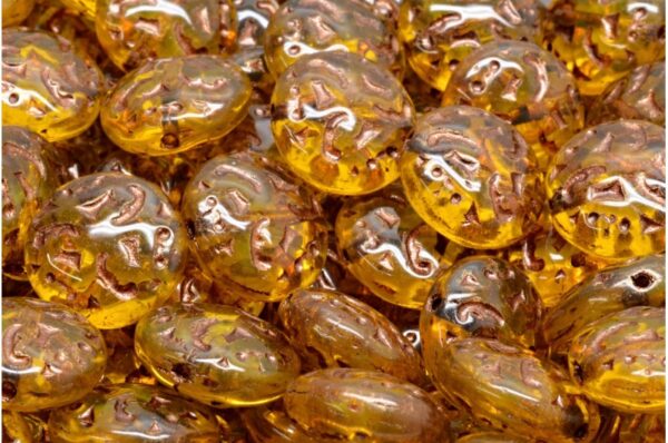 Lentil Beads with Ornaments 14mm - Image 1