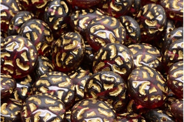 Lentil Beads with Ornaments 14mm - Image 1