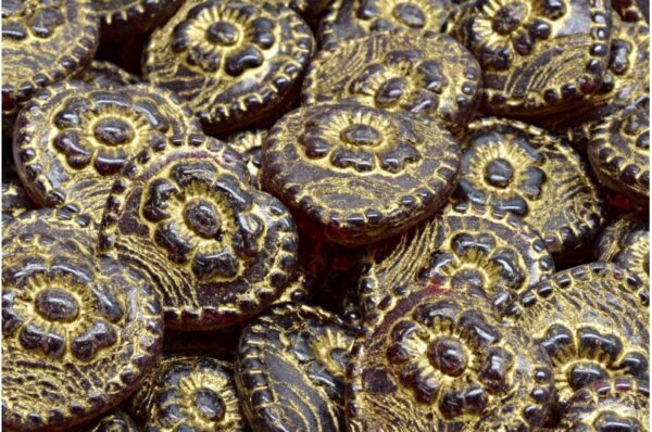 Heart Beads With Rose 17x17mm - Image 1