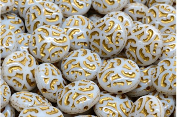 Lentil Beads with Ornaments 14mm - Image 1