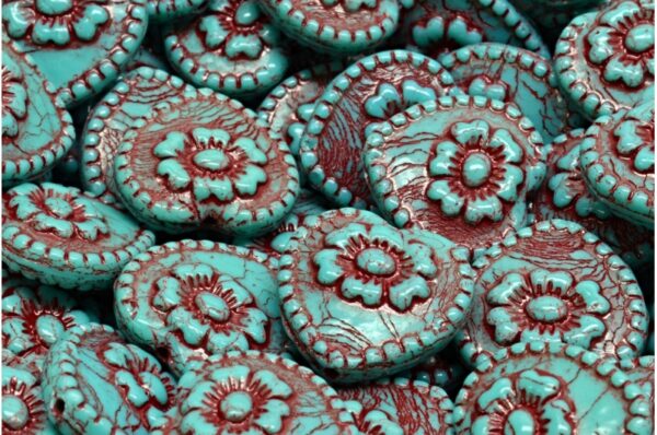 Heart Beads With Rose 17x17mm - Image 1