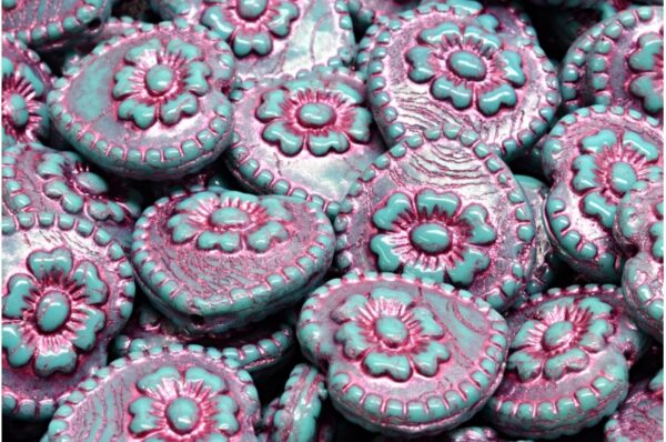 Heart Beads With Rose 17x17mm - Image 1