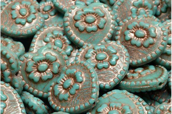 Heart Beads With Rose 17x17mm - Image 1