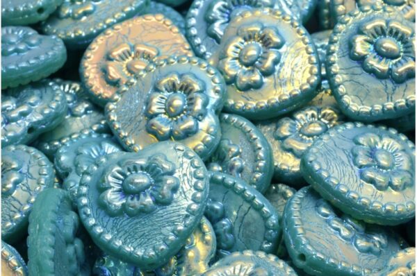 Heart Beads With Rose 17x17mm - Image 1