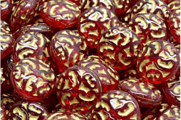 Lentil Beads with Ornaments 14mm - Image 1