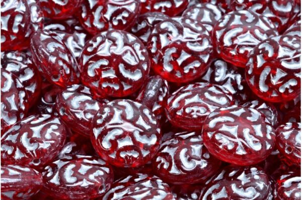 Lentil Beads with Ornaments 14mm - Image 1