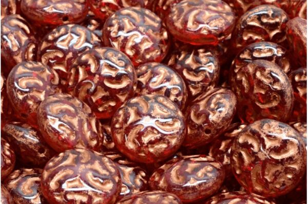 Lentil Beads with Ornaments 14mm - Image 1