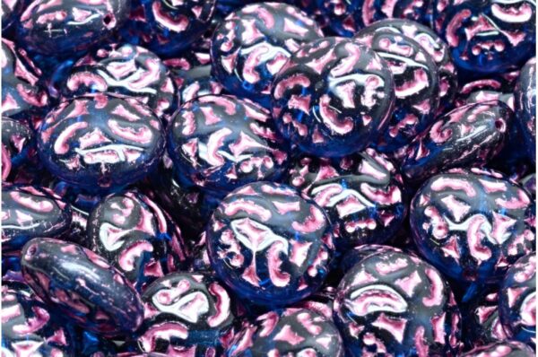 Lentil Beads with Ornaments 14mm - Image 1